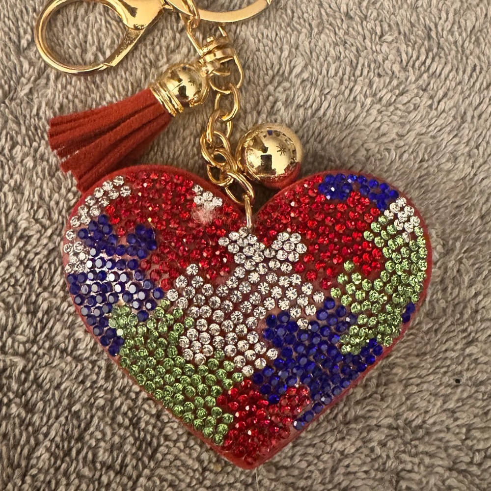 Autism Awareness Heart Rhinestone Keychain - Picture 2 of 4